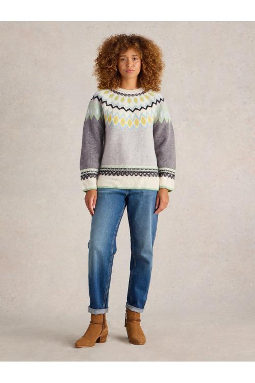 White Stuff SUNSET FAIRISLE JUMPER  in GREY MLT Art. WS441848