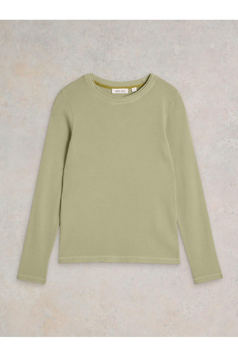 White Stuff SADIE LONG SLEEVE RIB TEE in KHAKI GRN Art. WS441856