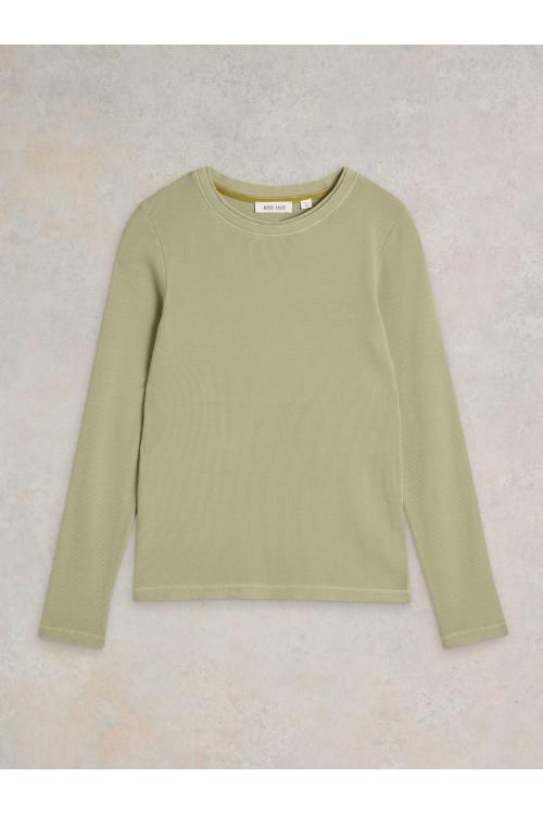 White Stuff SADIE LONG SLEEVE RIB TEE in KHAKI GRN Art. WS441856