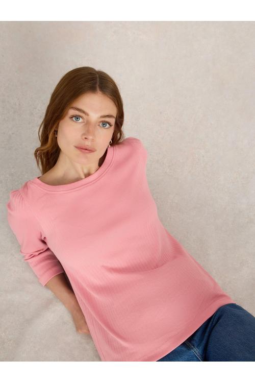 White Stuff PUFF SLEEVE LS TEE in DUS PINK Art. WS441857