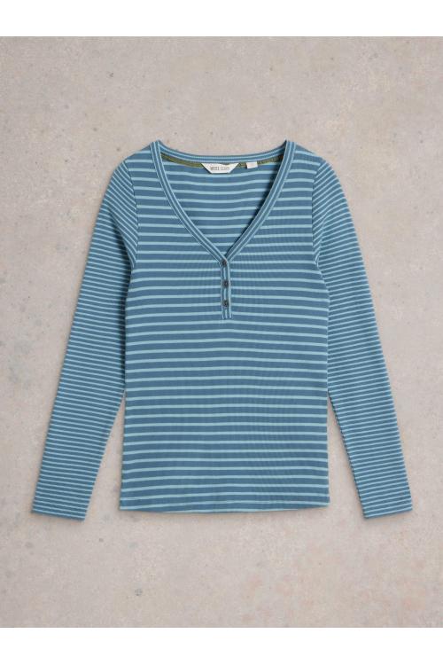 White Stuff HALLEY RIB STRIPE HENLEY in BLUE MLT Art. WS441859