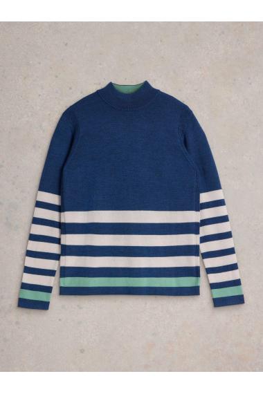 White Stuff ROLL NECK MERINO JUMPER in BLUE MLT Art. WS441869