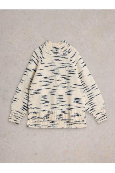 White Stuff SPACEDYE HIGH NECK JUMPER in NAT MLT Art. WS441871