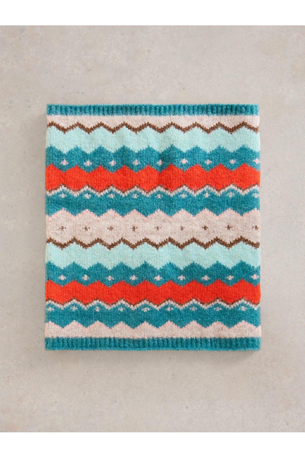 White Stuff Zig Zag Fairisle Snood in TEAL_MLT WS442276