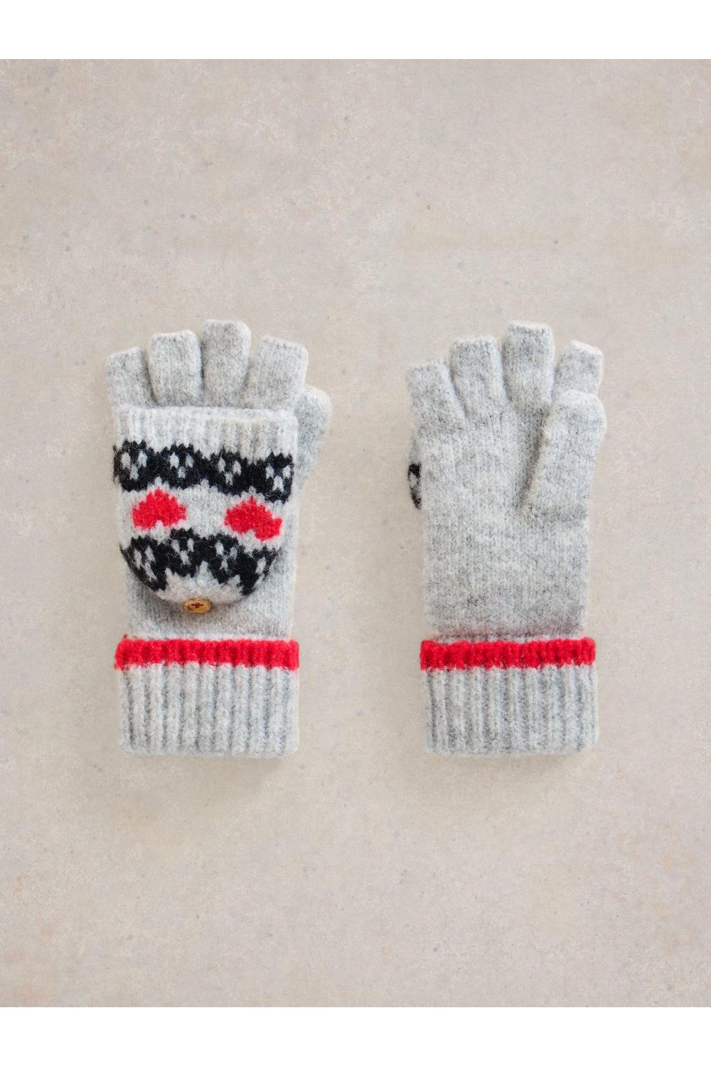 White Stuff Heart Fairisle Flip Mitt in GREY_MLT WS442277