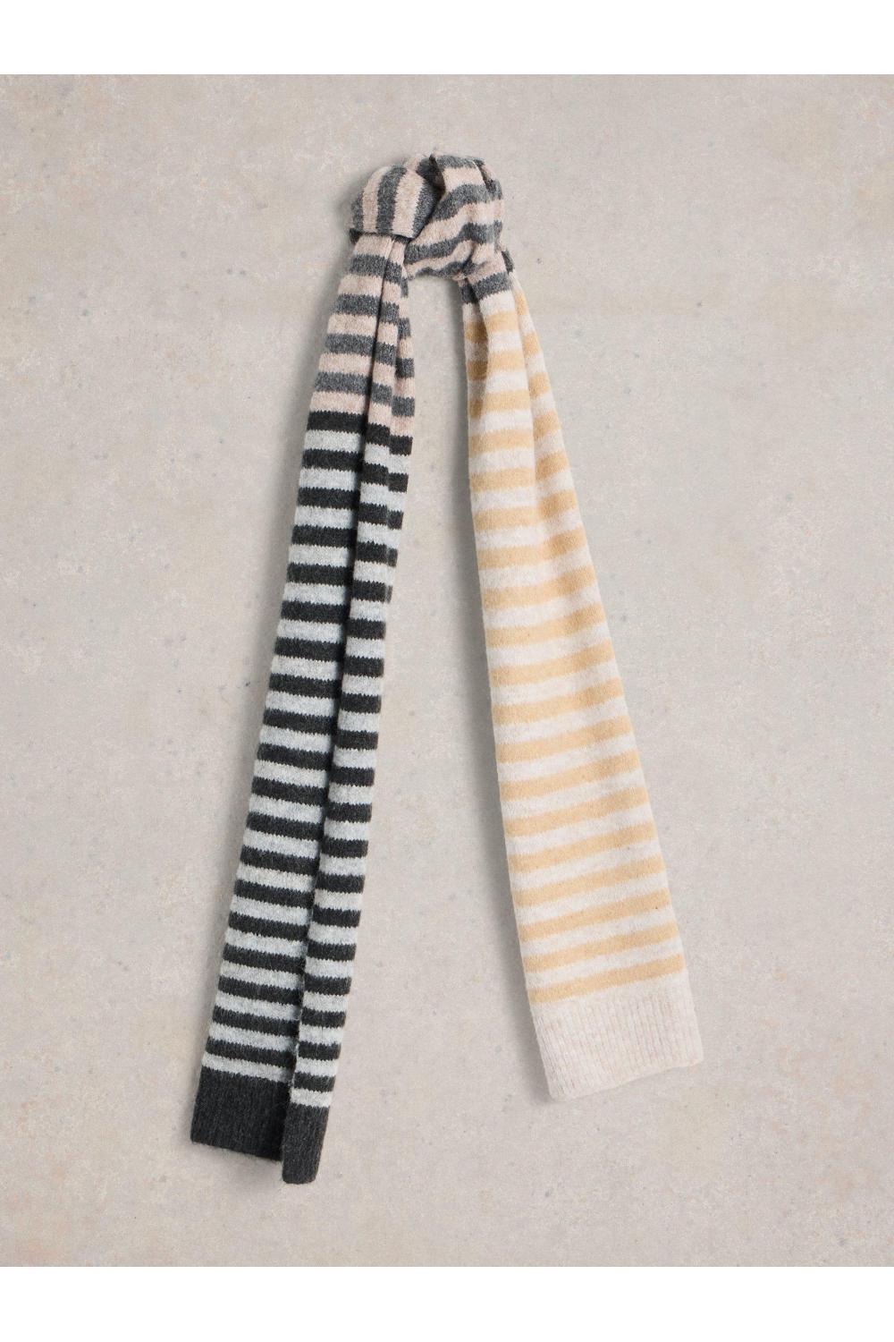 White Stuff Stripe Knitted Scarf in NAT_MLT WS442287