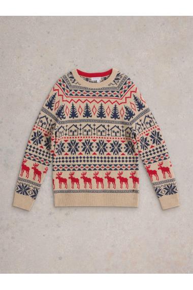 White Stuff Moose Fairisle Crew Jumper in NAT_MLT WS442075