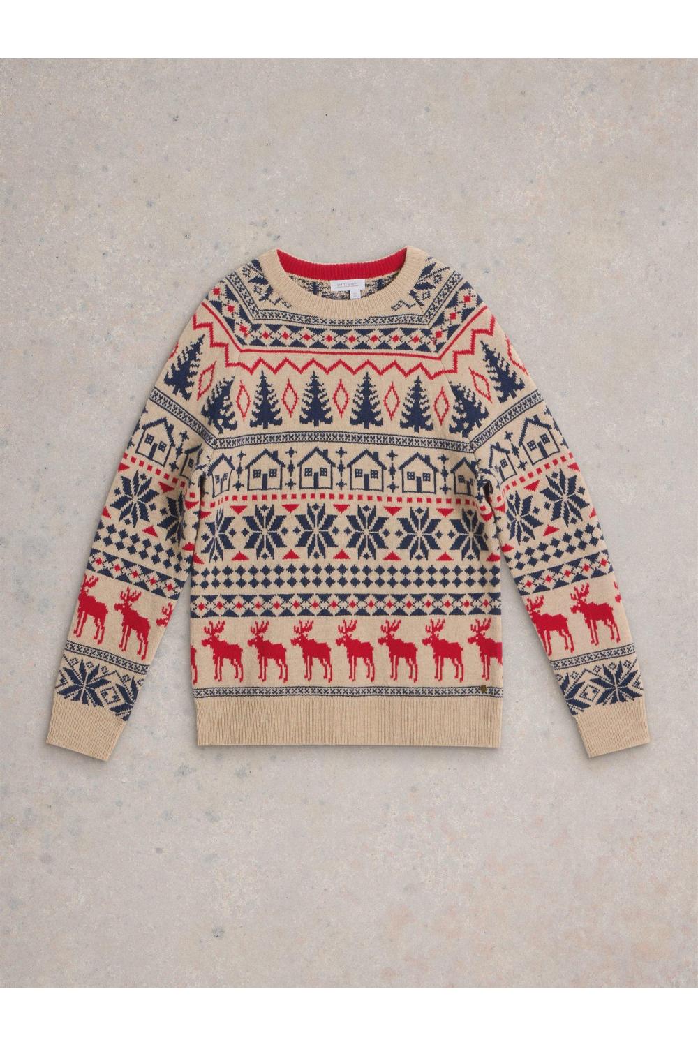 White Stuff Moose Fairisle Crew Jumper in NAT_MLT WS442075