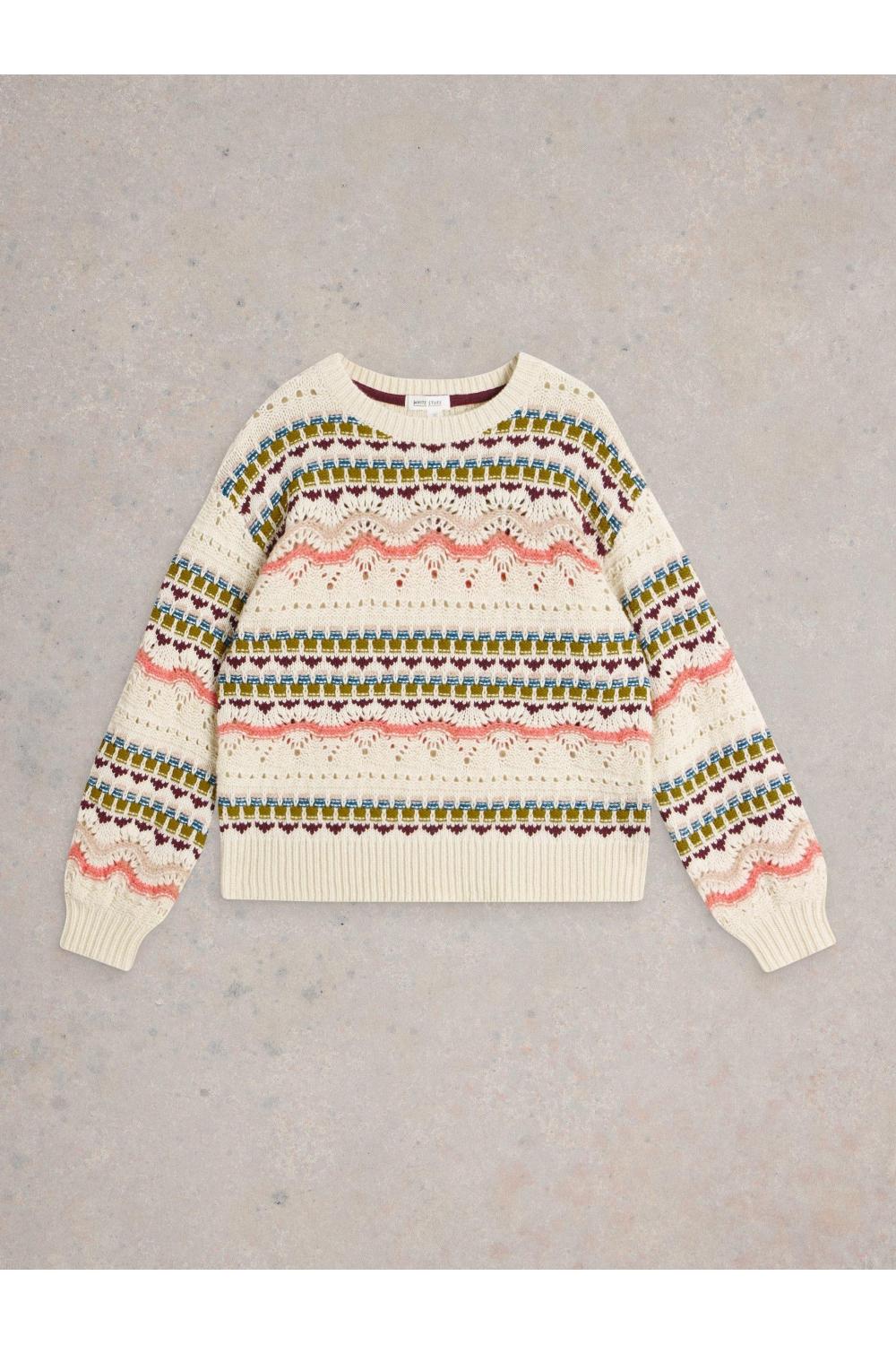 White Stuff PIPER POINTELLE JUMPER in WHITE_MLT WS441942