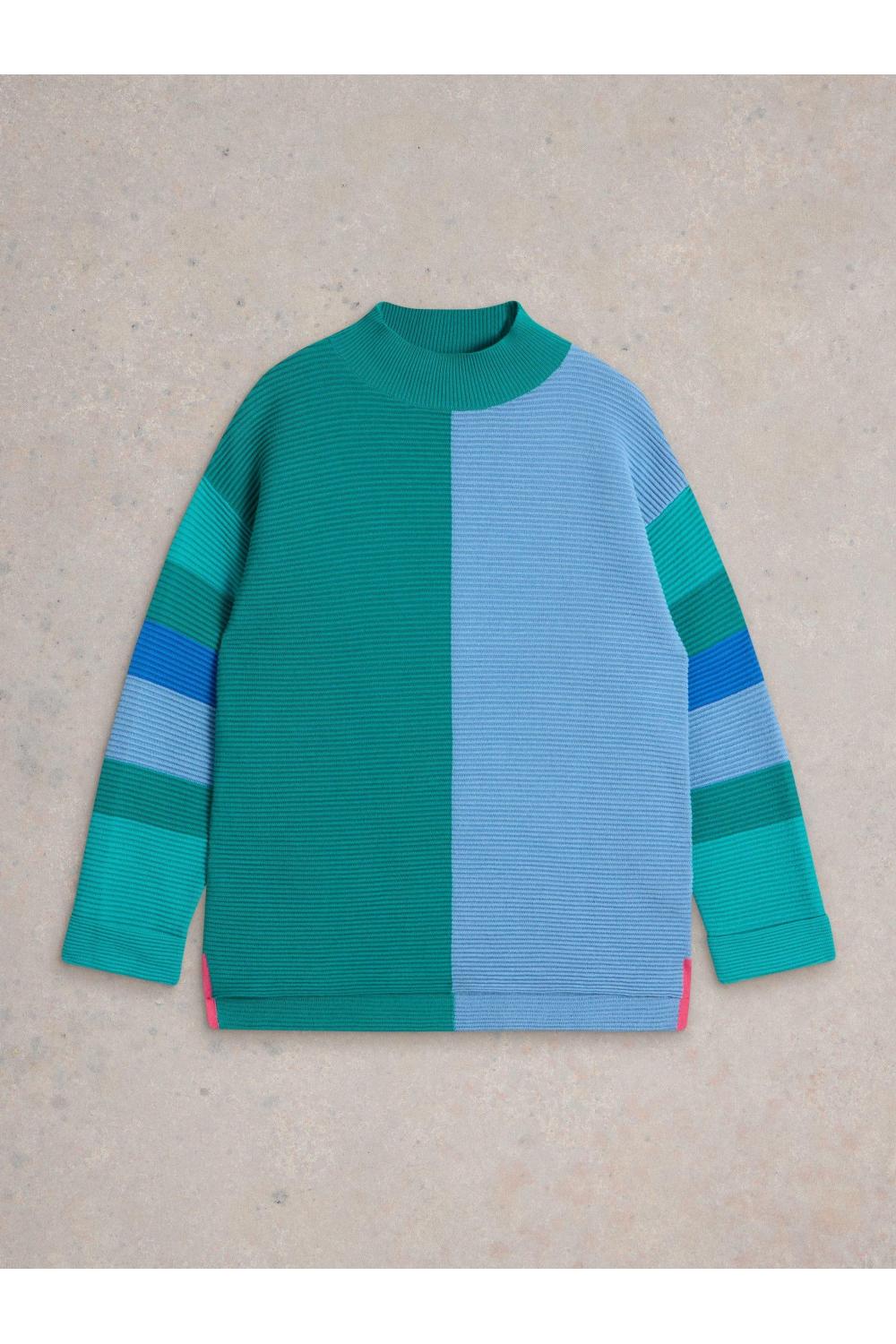 White Stuff JANA HIGH NECK JUMPER in TEAL_MLT WS441955