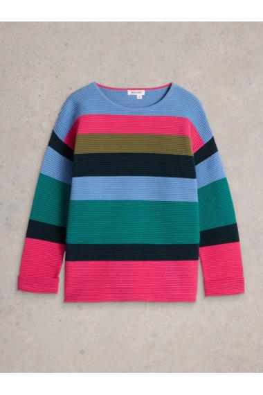 White Stuff JANA STRIPE JUMPER in TEAL_MLT WS442019