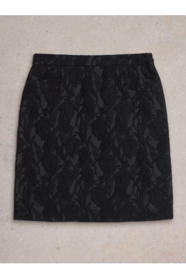 White Stuff Coral Jacquard Skirt in PURE_BLK WS442048