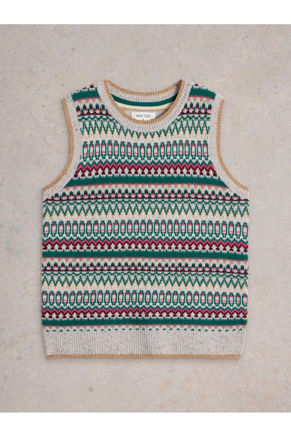 White Stuff FAY SPARKLE FAIRISLE TANK in GREY_MLT WS442091