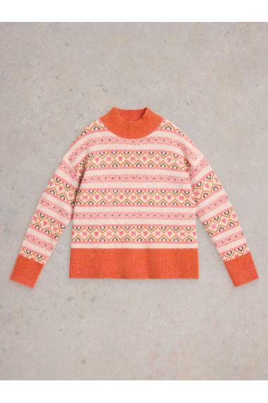 White Stuff SCANDI TWIST FAIRISLE JUMPER in NAT_MLT WS442093