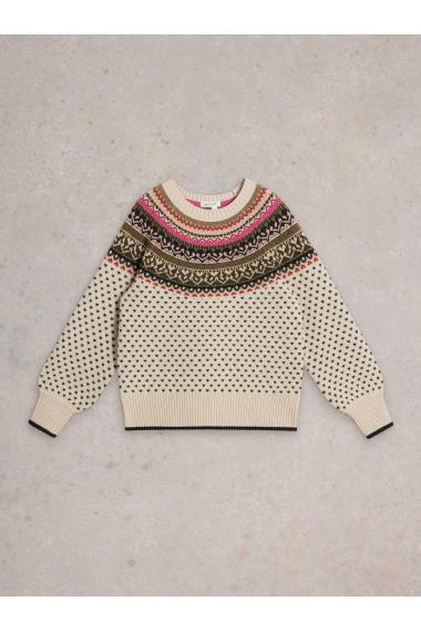 White Stuff MINI HEART FAIRISLE JUMPER in IVORY_MLT WS442094