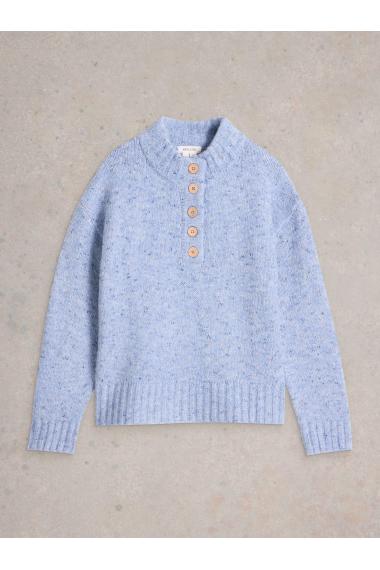 White Stuff BELLA BUTTON JUMPER in BLUE_MLT WS442096