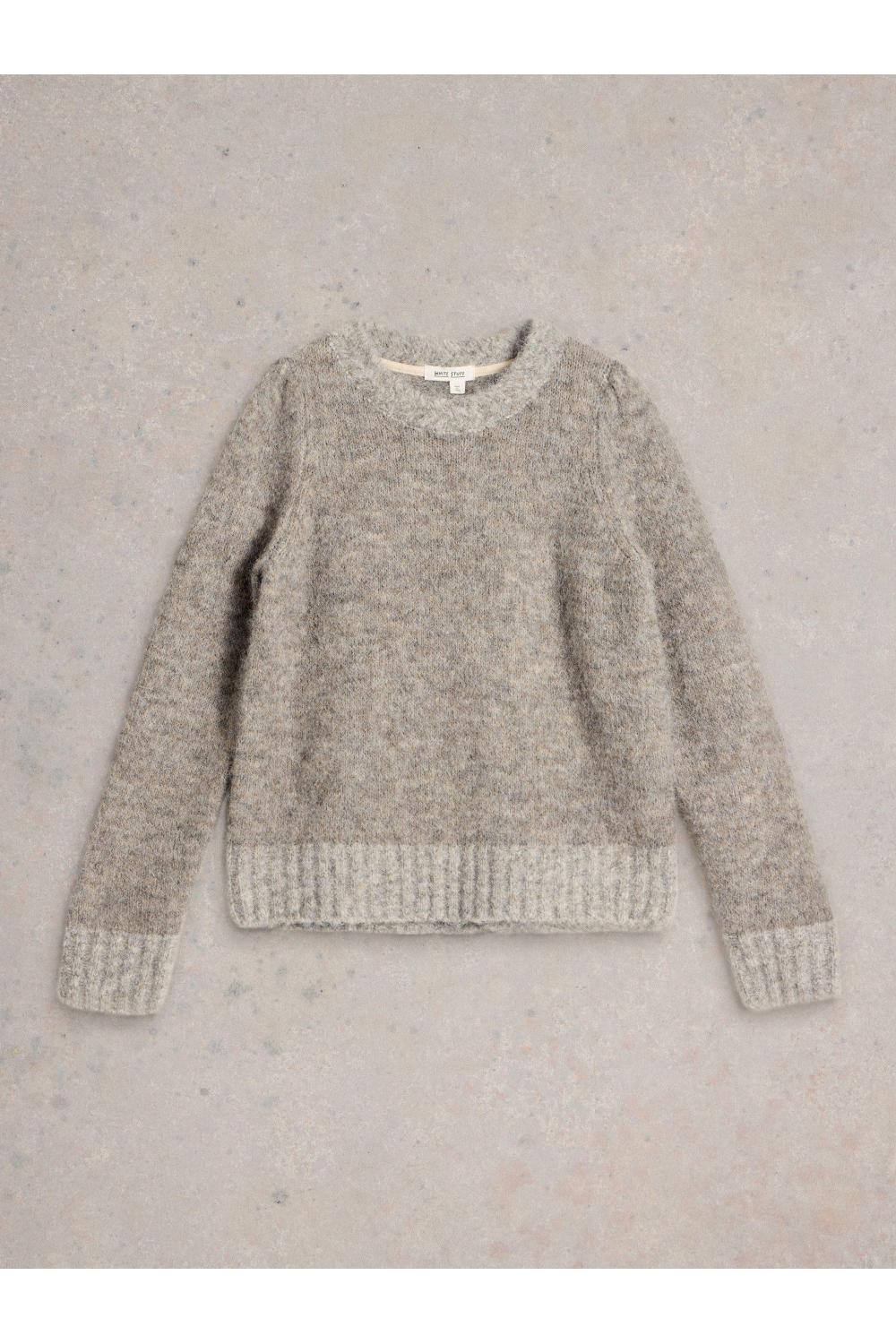 White Stuff PAIGE PUFF SLEEVE JUMPER in MID_GREY WS442100