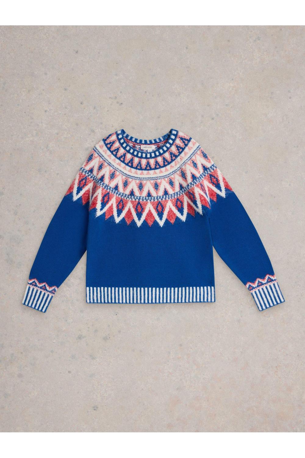 White Stuff SAPPHIRE FAIRISLE JUMPER in BLUE_MLT WS442103