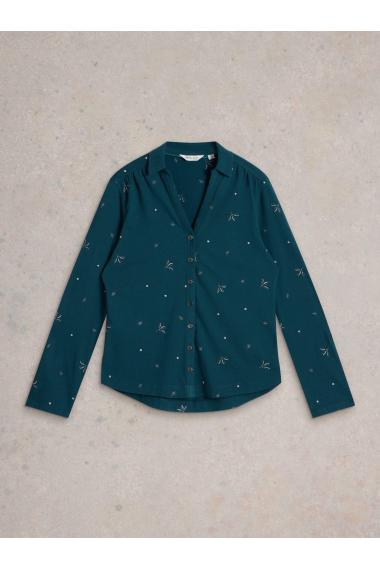 White Stuff ANNIE EMBROIDERED SHIRT in TEAL_MLT WS442117