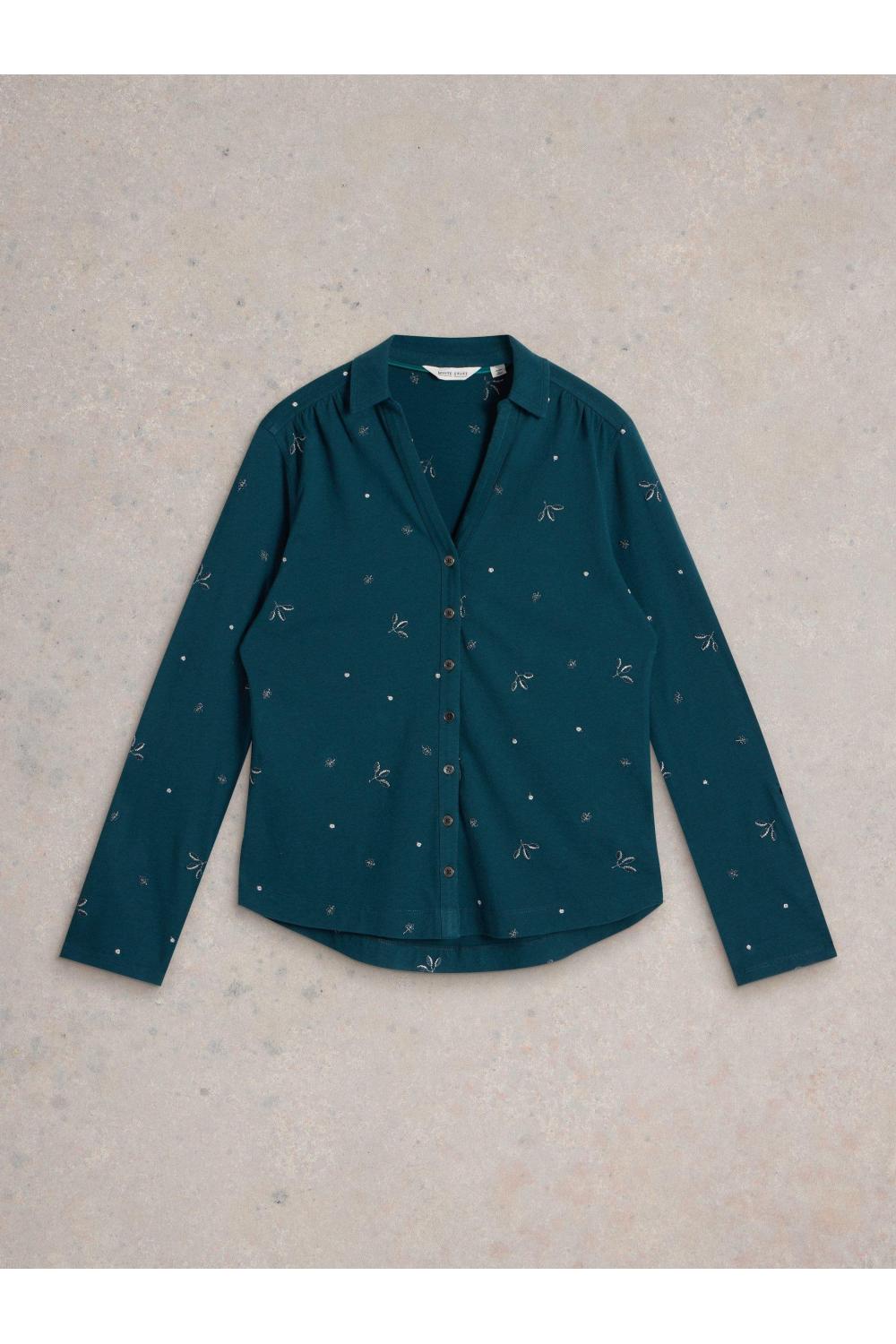 White Stuff ANNIE EMBROIDERED SHIRT in TEAL_MLT WS442117