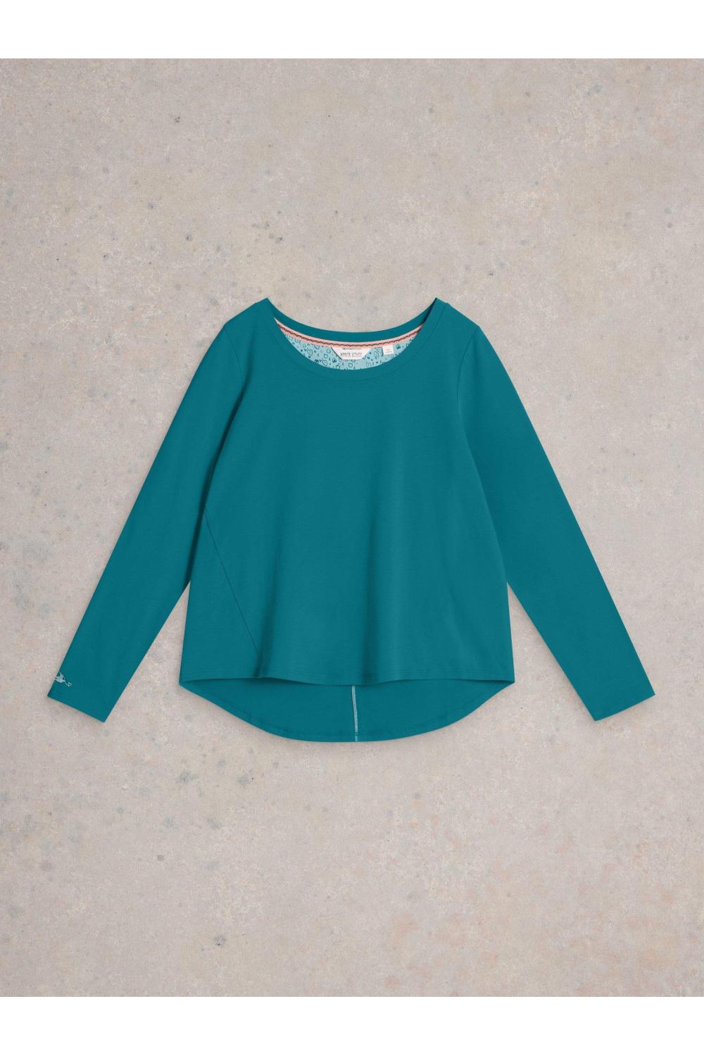 White Stuff Eva Jersey PJ Top in MID_TEAL WS442217