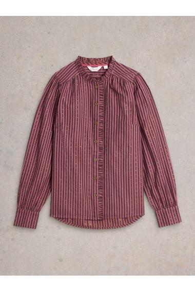 White Stuff Aster Metallic Stripe Shirt in PLUM_MLT WS442252