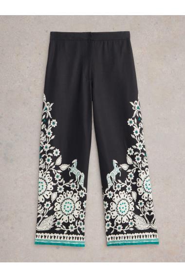 White Stuff Belle Wide Leg Trouser in BLK_MLT WS442342