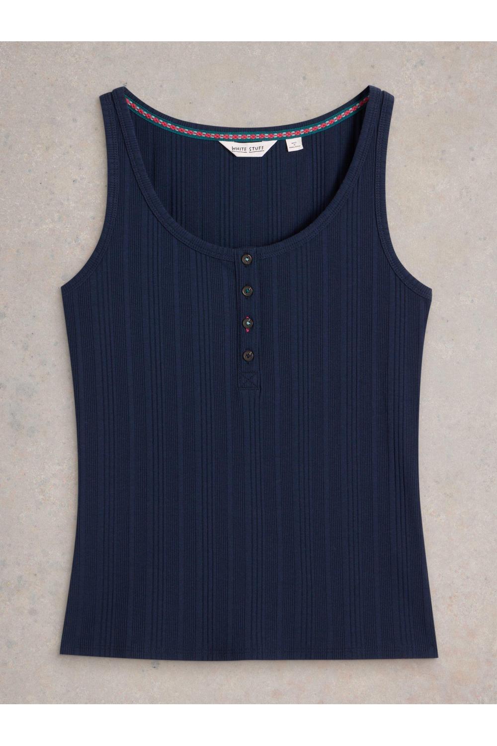 White Stuff Hailey Henley Jersey Vest in DARK_NAVY WS442354