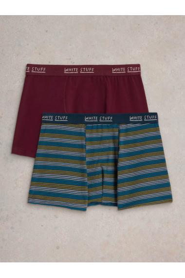 White Stuff 2pack Boxers - plain & stripe in PLUM MLT Art. WS436340