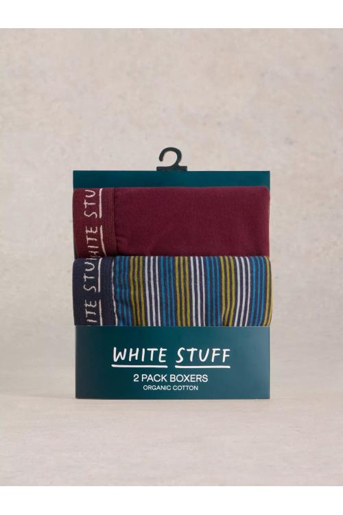 White Stuff 2pack Boxers - plain & stripe in PLUM MLT Art. WS436340