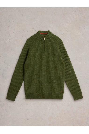 White Stuff Chunky Funnel Neck Jumper in GREEN_MLT WS442070