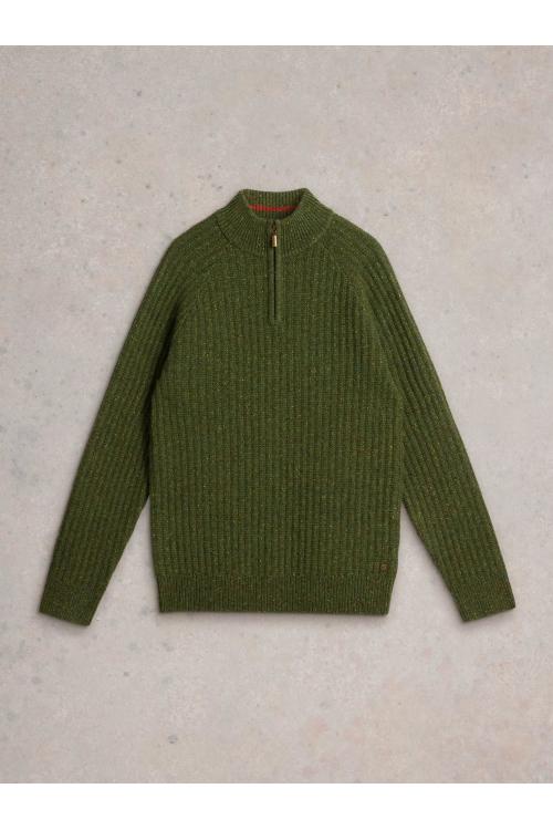 White Stuff Chunky Funnel Neck Jumper in GREEN_MLT WS442070