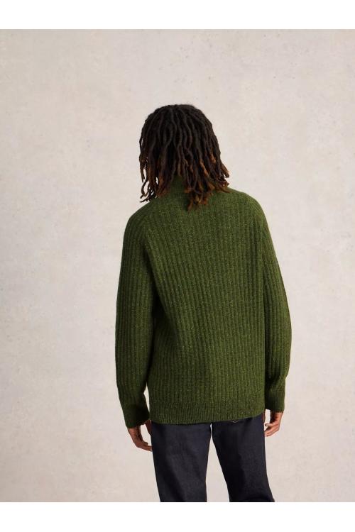 White Stuff Chunky Funnel Neck Jumper in GREEN_MLT WS442070