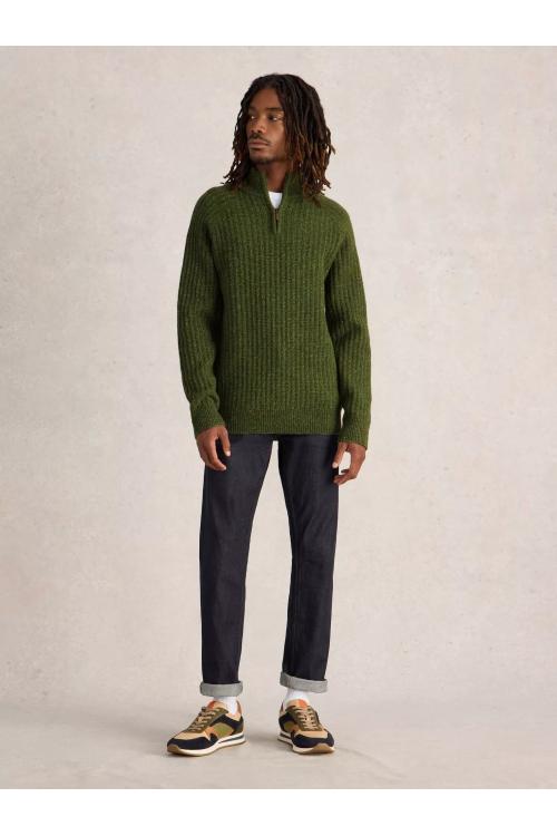 White Stuff Chunky Funnel Neck Jumper in GREEN_MLT WS442070