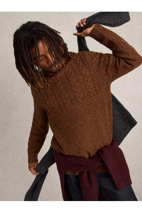 White Stuff Berkley Crew Neck Jumper in BROWN_MLT WS442074