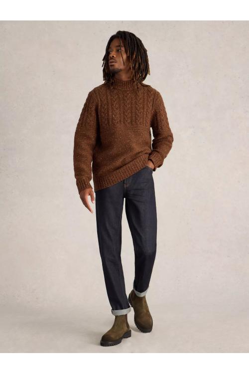 White Stuff Berkley Crew Neck Jumper in BROWN_MLT WS442074