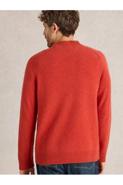 White Stuff Lambswool Mock Neck Jumper in MID_RED WS442153