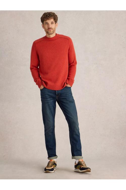 White Stuff Lambswool Mock Neck Jumper in MID_RED WS442153