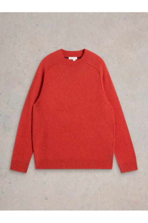 White Stuff Lambswool Mock Neck Jumper in MID_RED WS442153