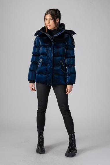 Woodpecker Womens Winter Coat BUMNESTER in Color ALL WET NAVY, Größe M