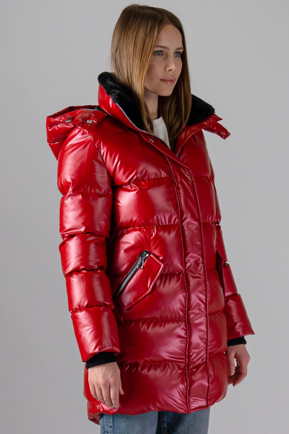 Woodpecker Womens Long Coat PENGUIN in Color RASBERRY, Größe S