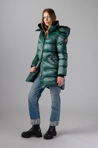 Woodpecker Womens Long Coat PENGUIN in Color AVOCADO, Größe M