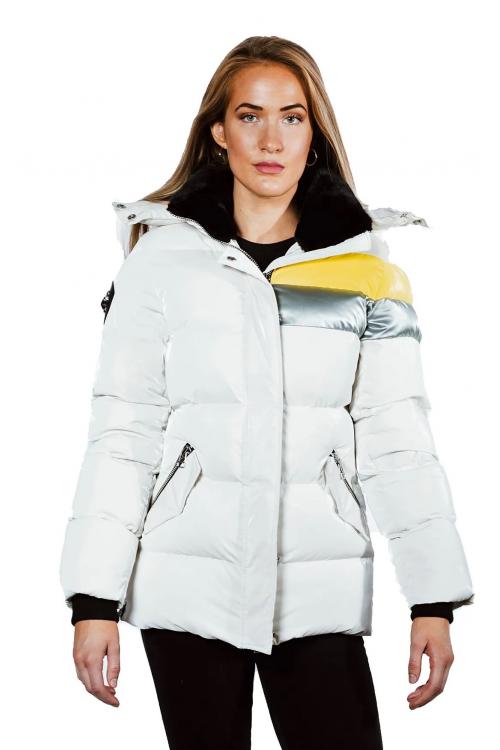 Woodpecker Womens Winter Coat BUMNESTER in Color WHITE SILVER NEON, Größe S