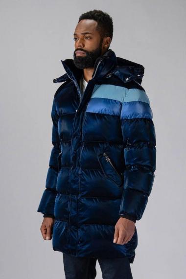 Woodpecker Mens Long Coat PENGUIN in Color BLUE STEEL, Größe XL