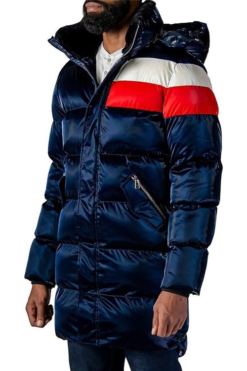 Woodpecker Mens Long Coat PENGUIN in Color ALL WET NAVY / REDS, Größe L