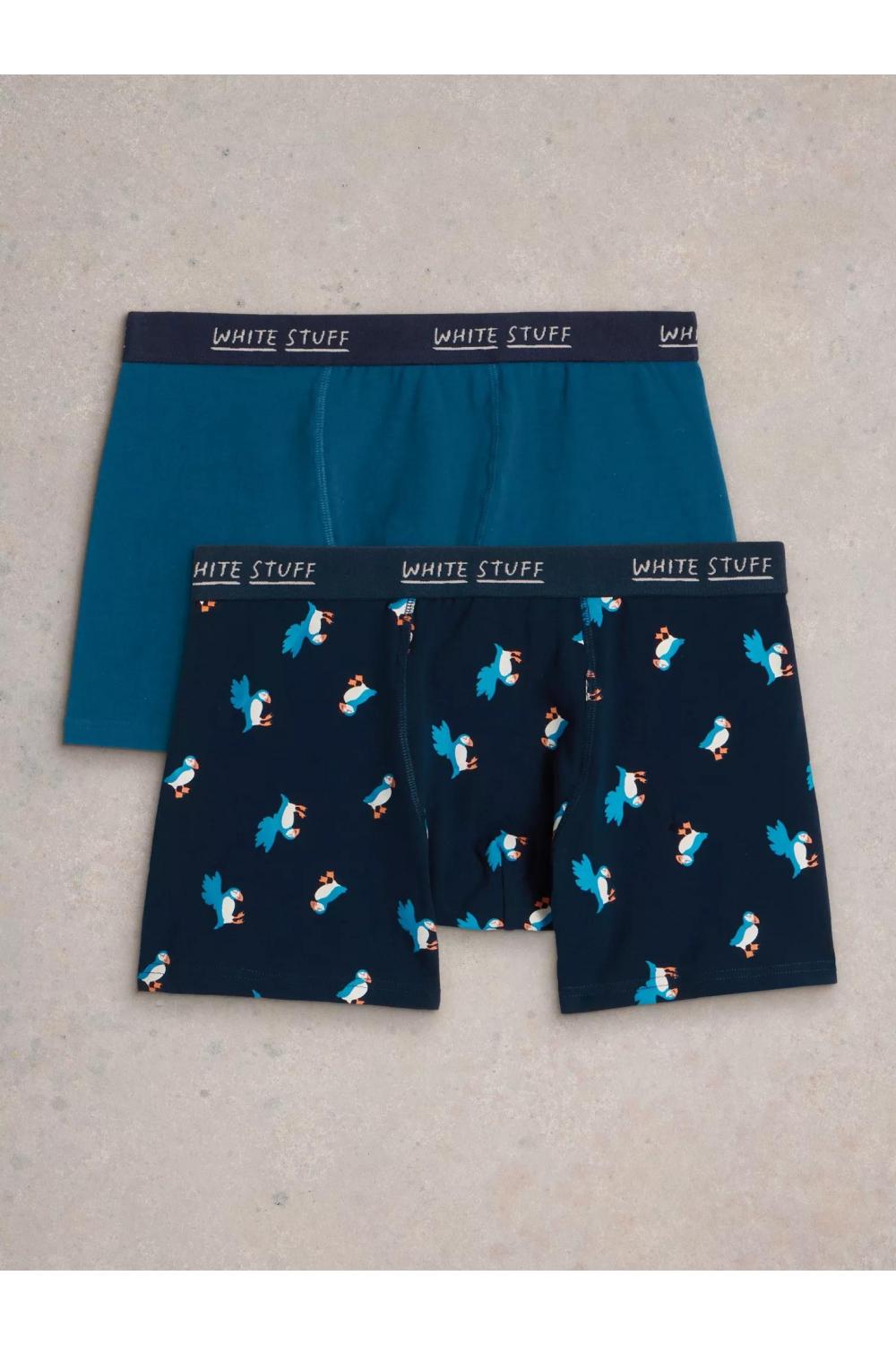 White Stuff 2pack Boxers - plain & print in MID TEAL Art. WS436343