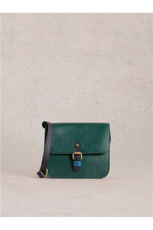 White Stuff Evie Leather Satchel in DK GREEN Art. WS440587