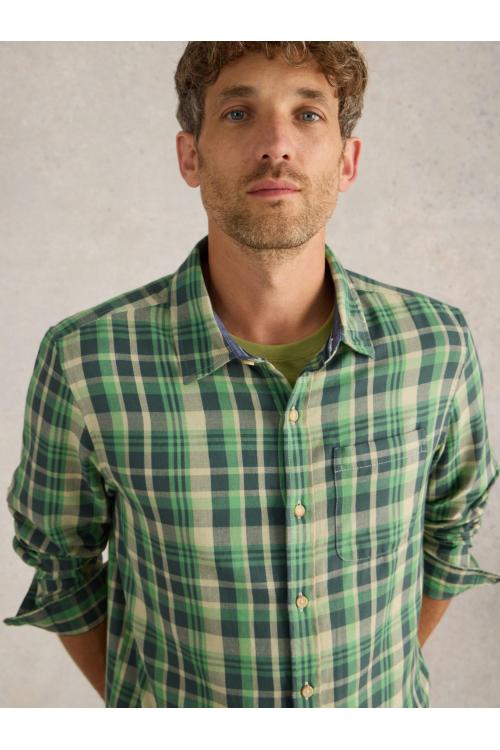 White Stuff Moxley Brushed LS Check Shirt in GREEN MLT Art. WS442621