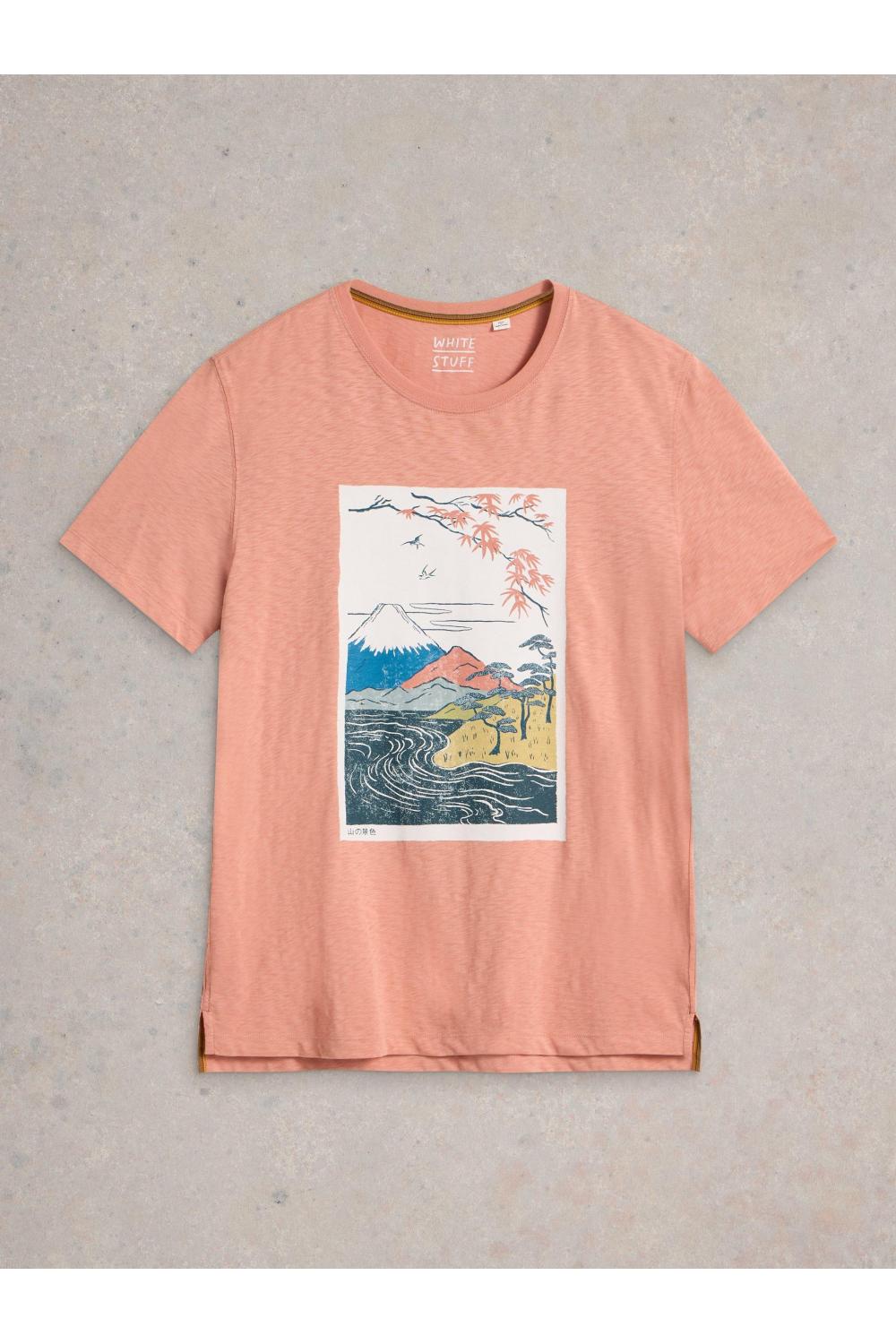 White Stuff Mountain Graphic Tee in PINK PR Art. WS442651