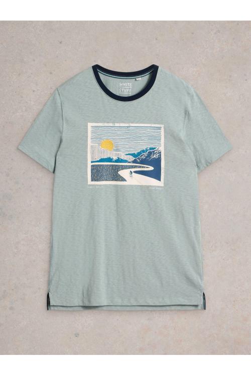 White Stuff Peak Pedals Graphic Tee in BLUE PR Art. WS442654